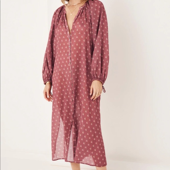 Spell Utopia Button Through Midi Dress in Berry - Picture 3 of 12